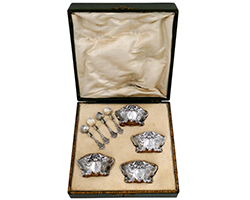 Box-of-Four-French-Sterling-Silver-18-Karat-Gold-Salt-Cellars