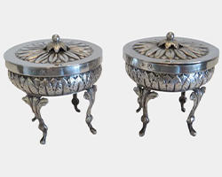 Pair-of-Early-19th-Century,-Hallmarked-Silver-Salt-Cellars