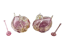 Pair-of-Venetian-Art-Glass-Cranberry-Swan-Salt-Cellars